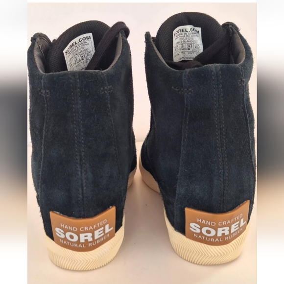 US8.5 Sorel Out N About II Wedge Suede Ankle Boots Black Waterproof - Picture 11 of 13